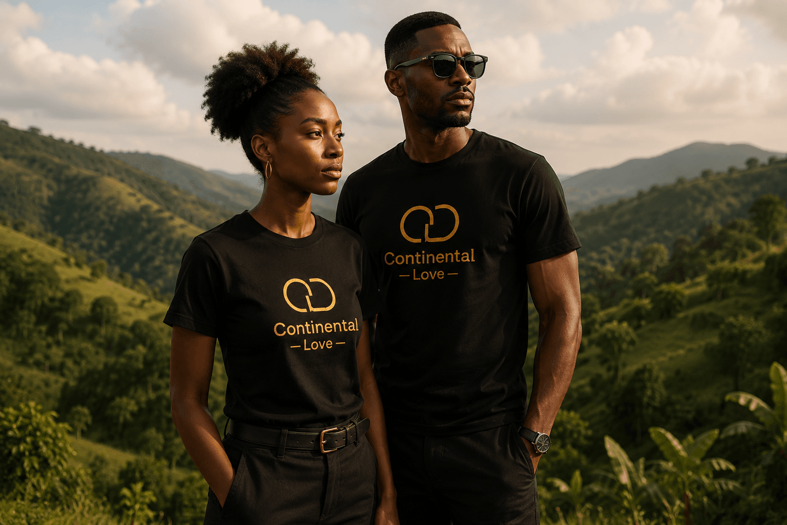 Model wearing Continental Love apparel outdoors